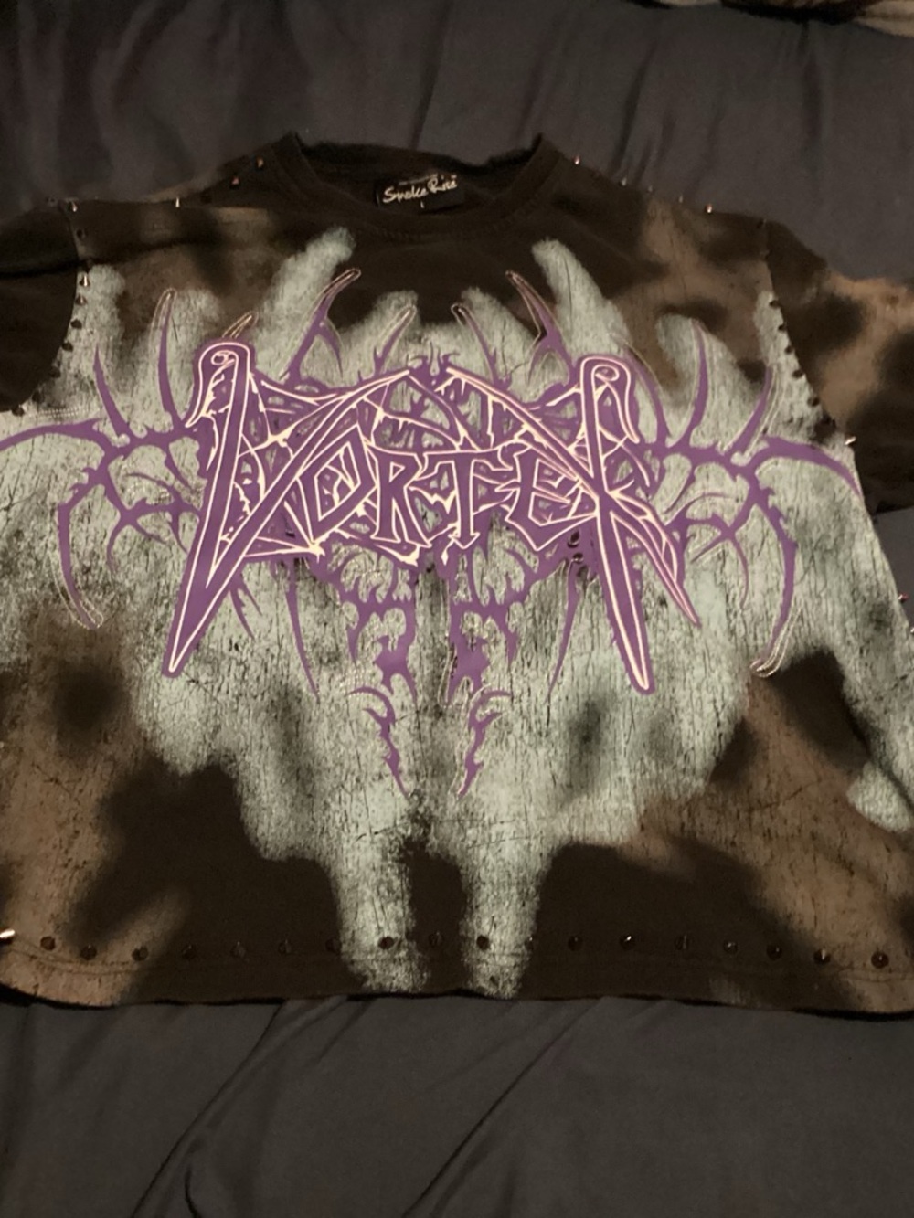 Black Short Sleeve Graphic Tee with Purple Logo